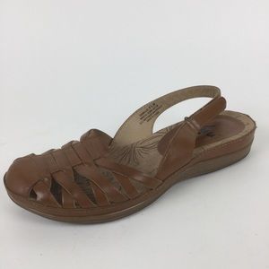YUU Demillie Brown Camel Slingback Sandals Shoes